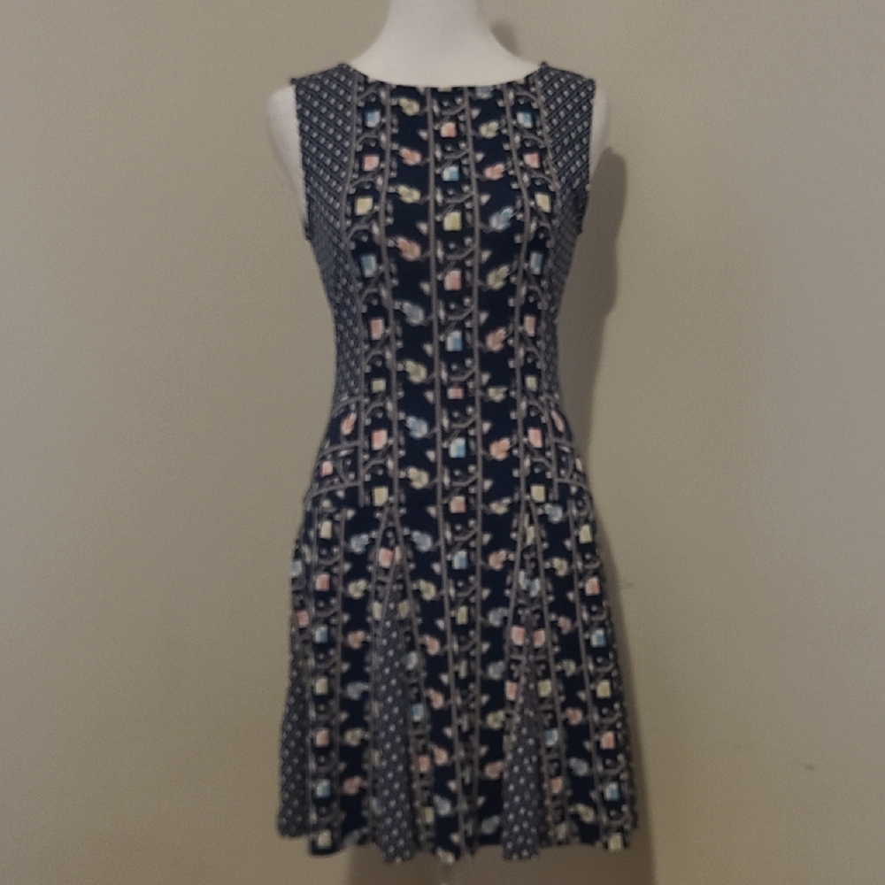 Elegant Navy Patterned Dress